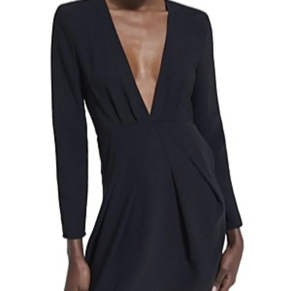 NWT THE KOOPLES Black Glam V-Neck Mini Dress‎ Size FR2/US6